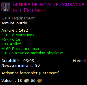 Armure de bataille combative de l'Estemnet