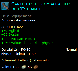 Gantelets de combat agiles de l'Estemnet