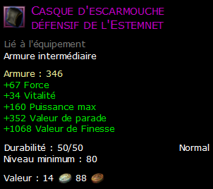 Casque d'escarmouche défensif de l'Estemnet