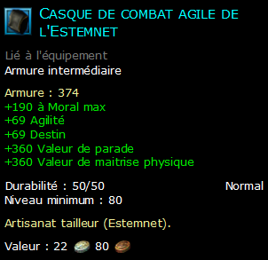 Casque de combat agile de l'Estemnet