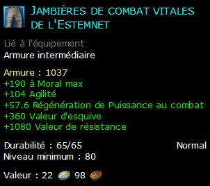 Jambières de combat vitales de l'Estemnet