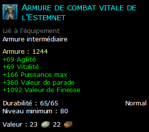 Armure de combat vitale de l'Estemnet