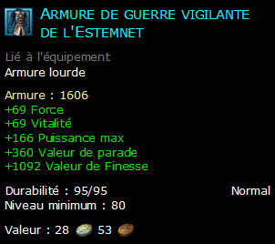 Armure de guerre vigilante de l'Estemnet