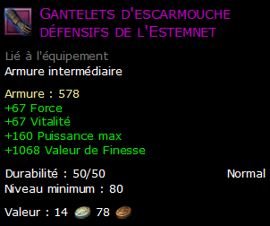 Gantelets d'escarmouche défensifs de l'Estemnet