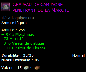 Chapeau de campagne pénétrant de la Marche