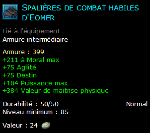 Spalières de combat habiles d'Eomer