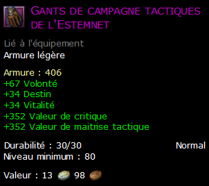 Gants de campagne tactiques de l'Estemnet