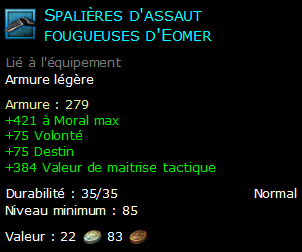 Spalières d'assaut fougueuses d'Eomer