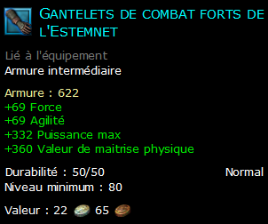 Gantelets de combat forts de l'Estemnet