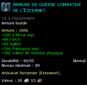 Armure de guerre combative de l'Estemnet