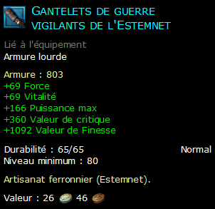 Gantelets de guerre vigilants de l'Estemnet