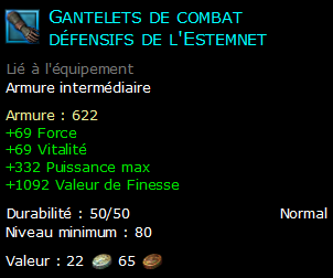 Gantelets de combat défensifs de l'Estemnet