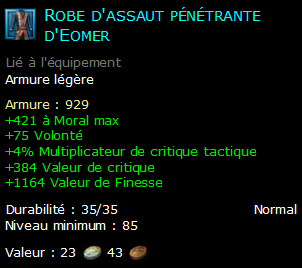 Robe d'assaut pénétrante d'Eomer