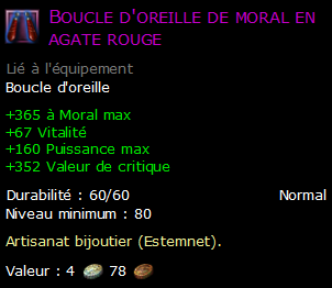 Boucle d'oreille de moral en agate rouge