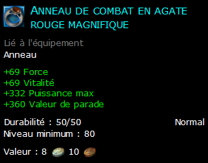 Anneau de combat en agate rouge magnifique