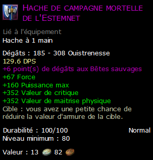 Hache de campagne mortelle de l'Estemnet