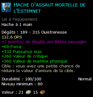 Hache d'assaut mortelle de l'Estemnet