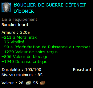 Bouclier de guerre défensif d'Eomer