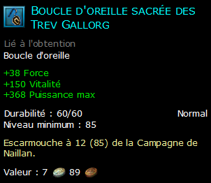 Boucle d'oreille sacrée des Trev Gallorg