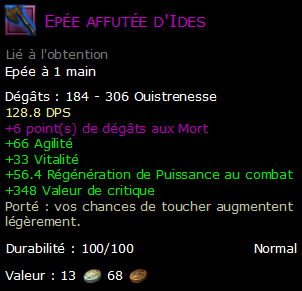 Epée affutée d'Ides