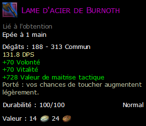 Lame d'acier de Burnoth