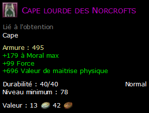 Cape lourde des Norcrofts