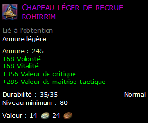 Chapeau léger de recrue rohirrim