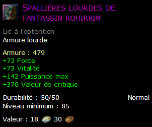 Spallières lourdes de fantassin rohirrim