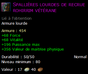 Spallières lourdes de recrue rohirrim vétérane