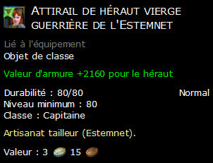 Attirail de héraut vierge guerrière de l'Estemnet