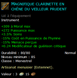 Magnifique clarinette en chêne du veilleur prudent