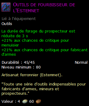 Outils de fourbisseur de l'Estemnet