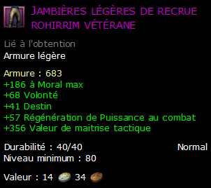 Jambières légères de recrue rohirrim vétérane