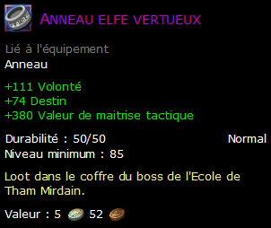 Anneau elfe vertueux