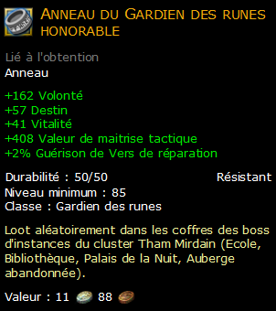 Anneau du Gardien des runes honorable