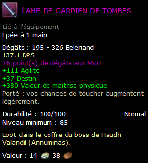 Lame de gardien de tombes